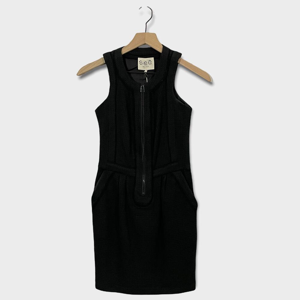 Sea New York Zip Front Sheath Dress - Black - 6